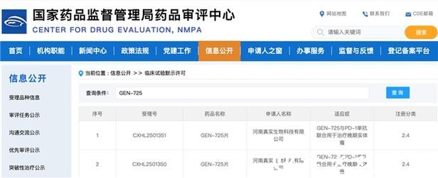 真实生物阿兹夫定联合PD-1单抗治疗晚期实体瘤获临床批件